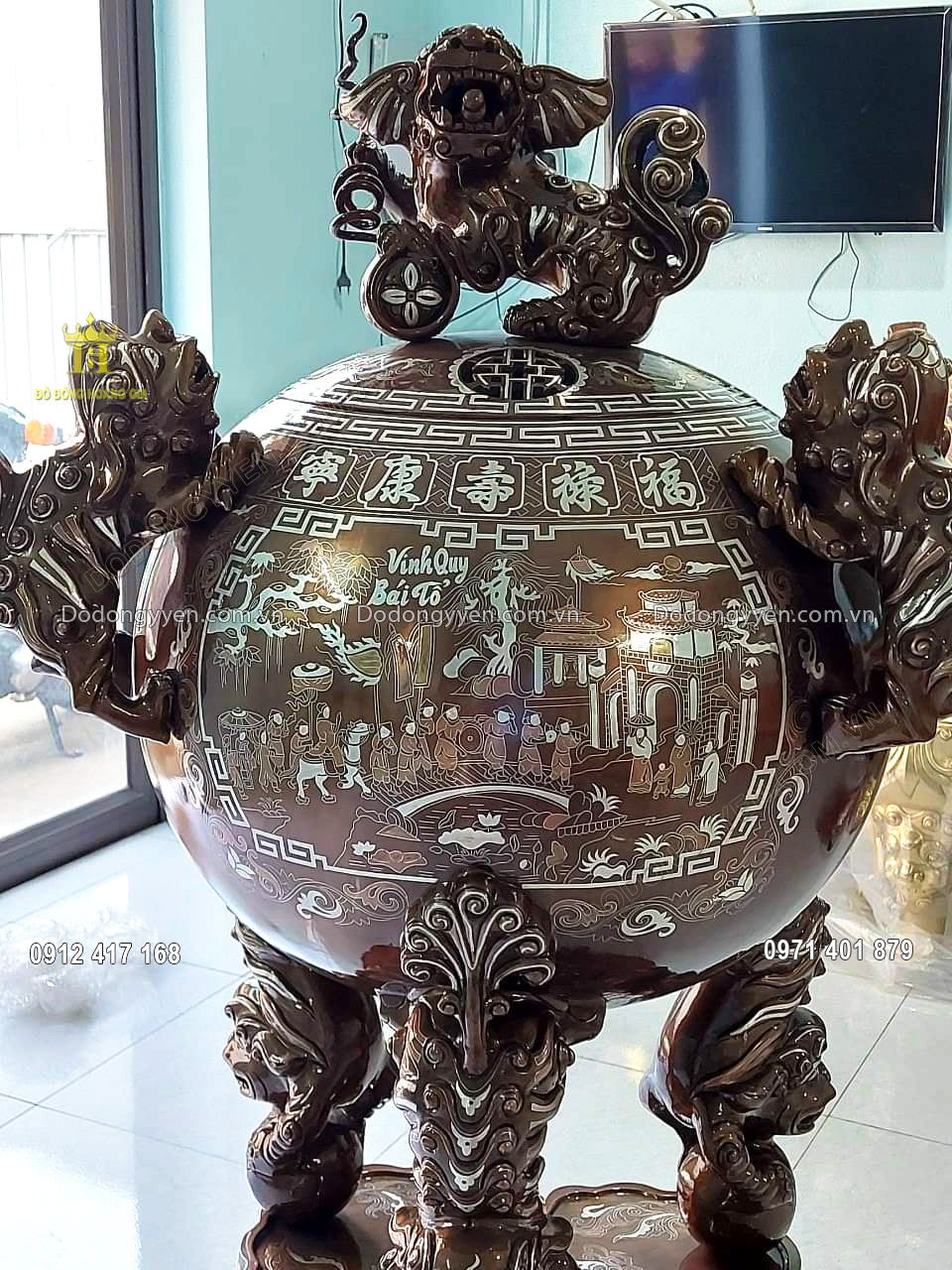 Mẫu đỉnh thất l&acirc;n vờn cầu khảm tam kh&iacute; v&ocirc; c&ugrave;ng tinh xảo